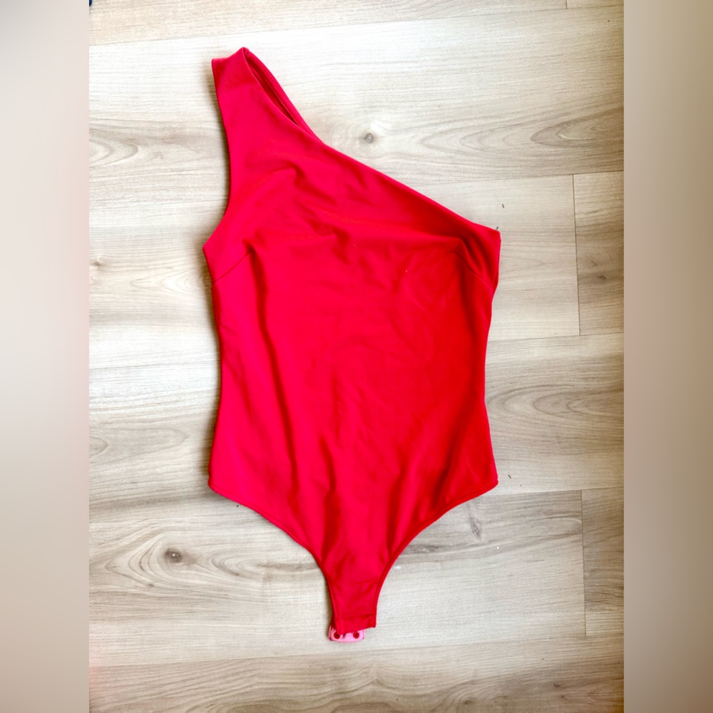 Free People Red One-Shoulder Bodysuit